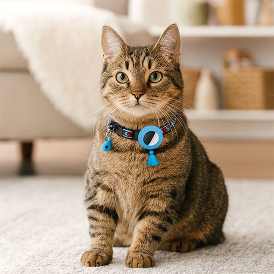 Collier GPS chat bleu