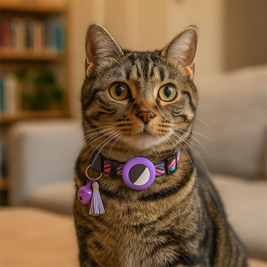 Collier GPS chat violet