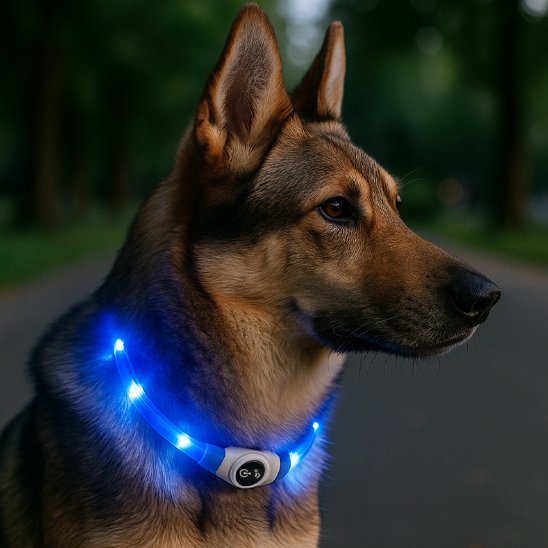 Collier lumineux chien pvc bleu berger allemand