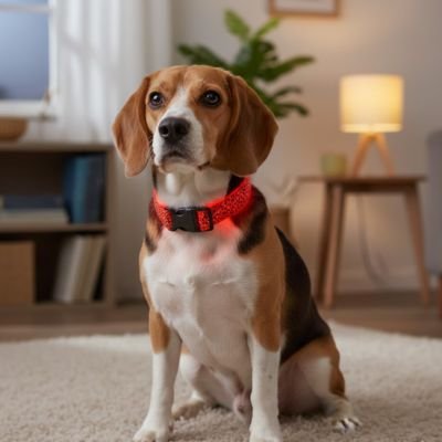 Collier lumineux pour Chien beagel rouge