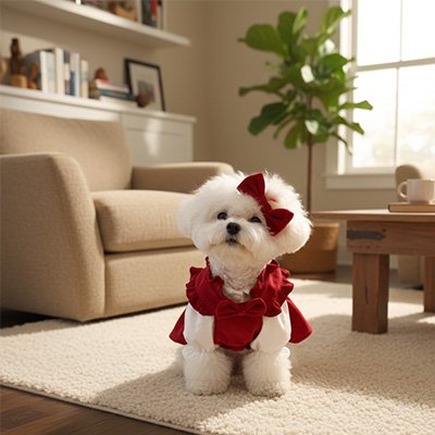 Déguisement chien robe rouge