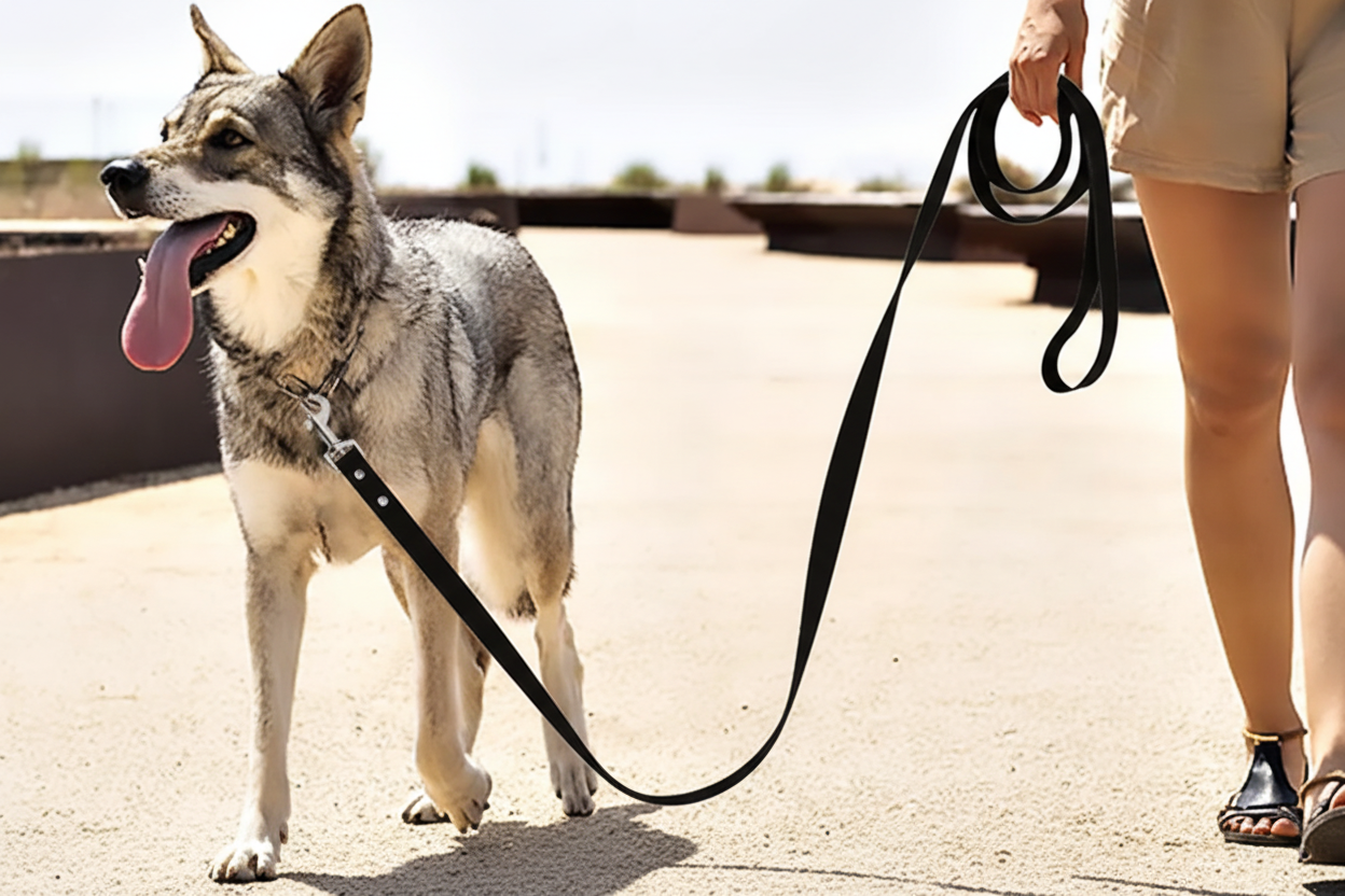 husky en laisse nir
