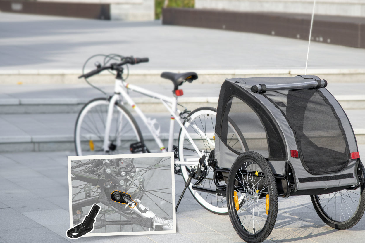 image vélo et remorque et quick attache