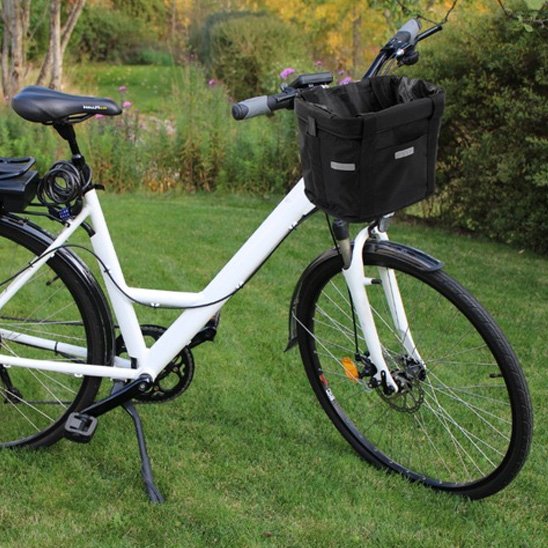 Panier velo chien sur vélo blanc