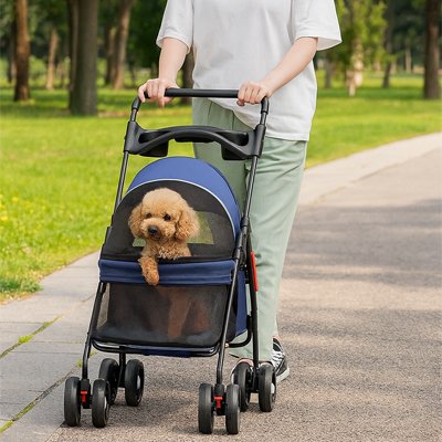 Poussette pour Chien bleu caniche