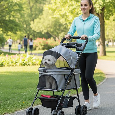 Poussette pour Chien gris