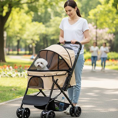 Poussette pour Chien rose-orangé