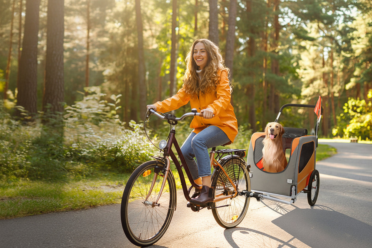 remorque a vélo pour chien vevor orange et gris