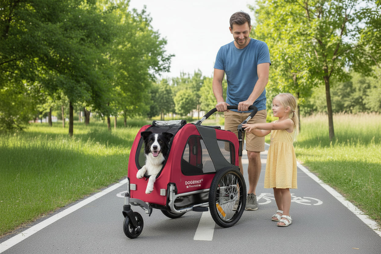 remorque doggyhut rouge en poussette