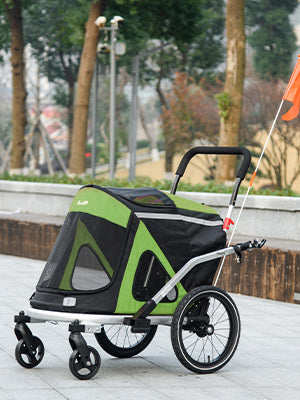 remorque pour chien vert