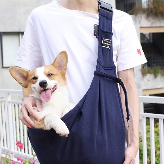 Sac de transport pour chien bandoulier marine