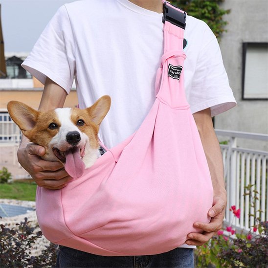 Sac de transport pour chien bandoulier rose