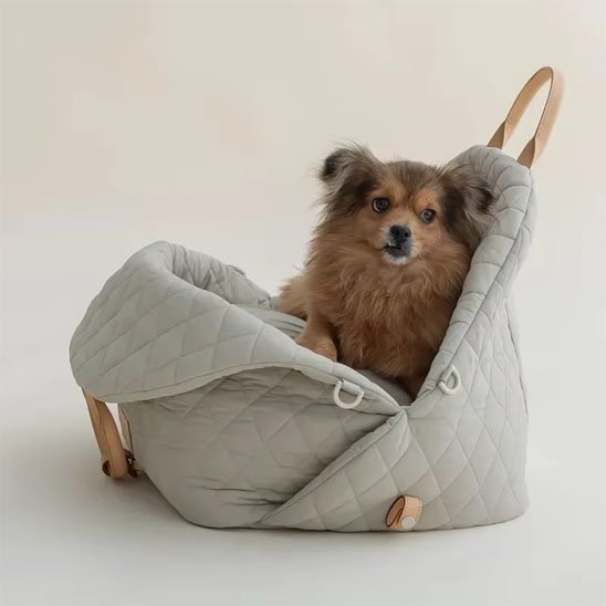 sac de transport pour chien sacoche et siege auto gris