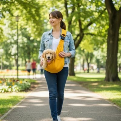 Sac transport pour Chien a bandouliere jaune