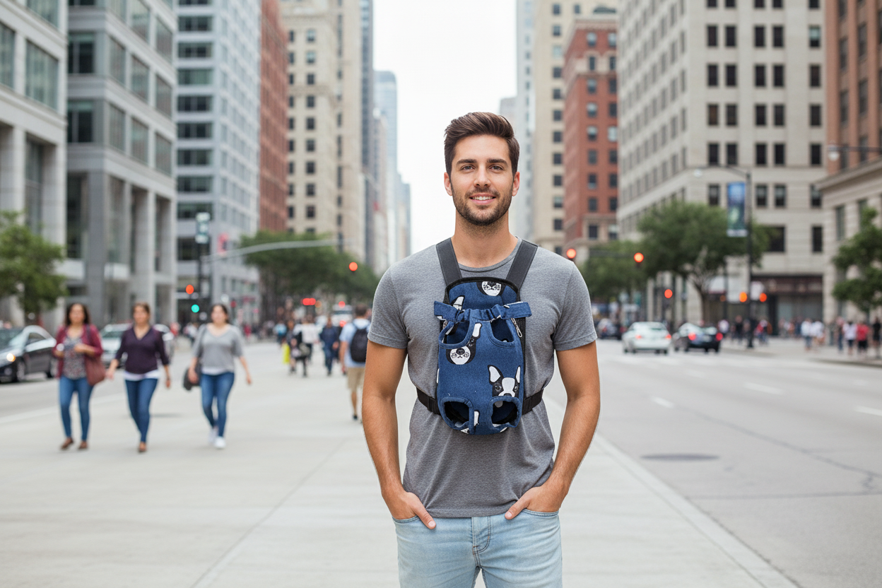 sac a dos bleu et motif carlin